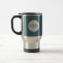 Steel Blue Pinstripe Monogram Mug