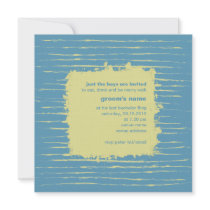 Steel Blue & Primrose Bachelor Party Invitation