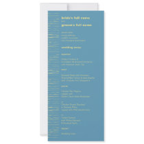 Steel Blue & Primrose Wedding Menu Personalized Announcements