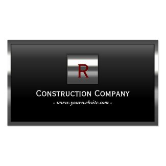 Steel Border Monogram Construction Business Card