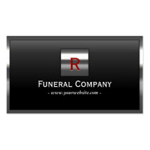 Steel Border Monogram Funeral Business Card