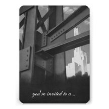 Steel Construction Skyscraper; Retirement Party Personalized Invitation