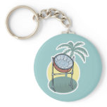 steel drum and palm tree design key chain