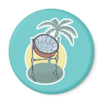 steel drum and palm tree design magnets
