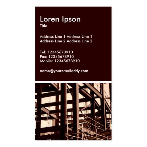Steel Frame Construction Business Card (back side)