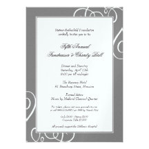 Steel gray frame enchanted swirl gala formal event personalized announcement