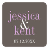Steel gray lilac typography modern wedding favor stickers