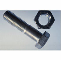 Steel hex bolt with hex nut cut out