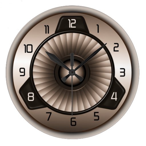 Steel Jet Engine Aviation Large Round Wall Clocks Zazzle