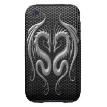 Steel Mesh Twin Dragons Tough iPhone 3 Case