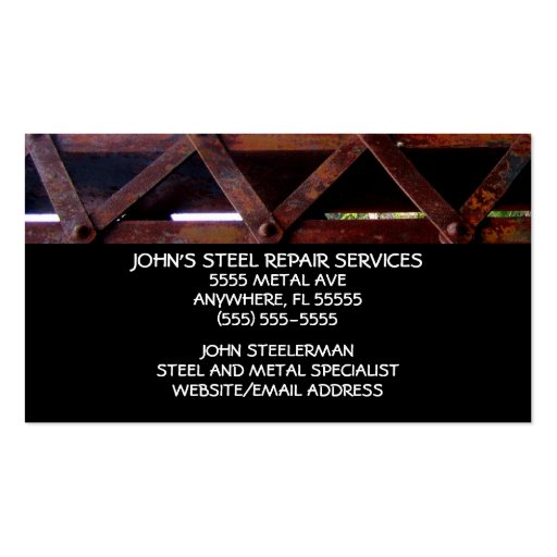 Steel Repair Services Business Card (back side)