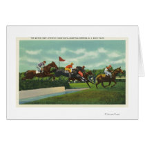 Steeple Chase Water Jump at Race Track Greeting Card