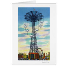 Steeplechase Park Parachute Jump Daytime Scene Cards
