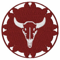 Steer Head on Leather Wheel Native American Design embroidered shirts