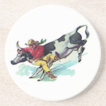 Steer Wrestling Cowboy Drink Coasters