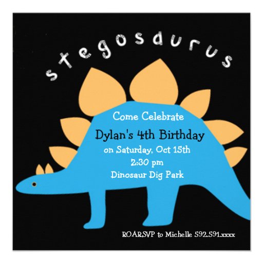 Stegosaurus Dinosaur Birthday Party Invitations