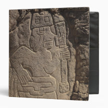 Stela depicting a warrior holding a club 3 ring binder
