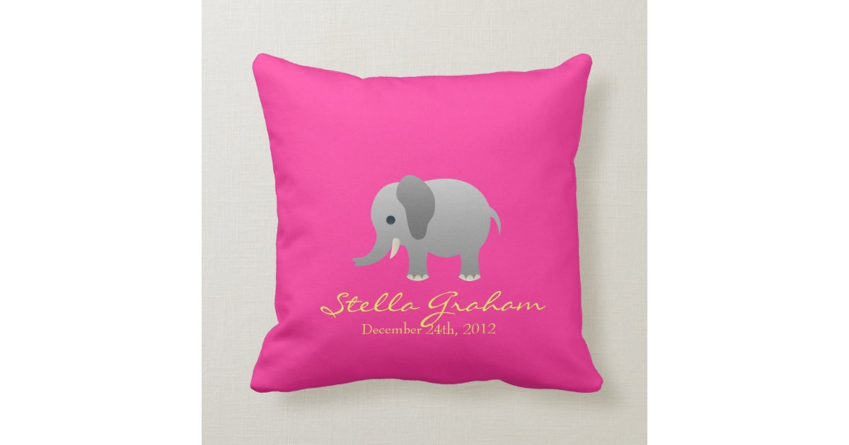 Stella Elephant Pink Grey Pillow Zazzle