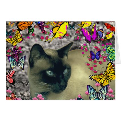 Stella in Butterflies Chocolate Point Siamese Cat Greeting Card