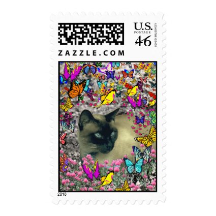 Stella in Butterflies Chocolate Point Siamese Cat Postage Stamp