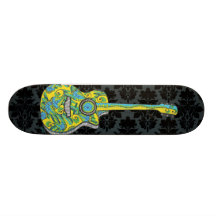 StellaRoot 1 Drawn Damask Vintage Guitar Skate Board