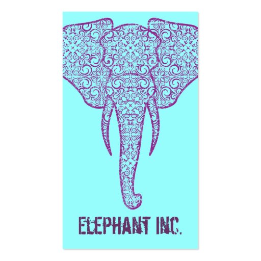 StellaRoot Peace Elephant Business Card on Blue (front side)