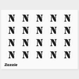 Stencil Alphabet By Janz Letter N White Classic Round Sticker Zazzle