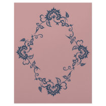 Stenciled Flower Design Plum Blue Scrapbook Paper Letterhead Design