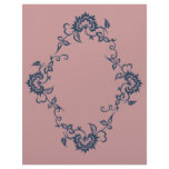 Stenciled Flower Design Plum Blue Scrapbook Paper Letterhead Design