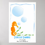 Stenciled Seahorse posters