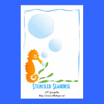 Stenciled Seahorse posters