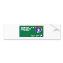 Stenography Next Exit bumper stickers