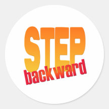 step backward round sticker