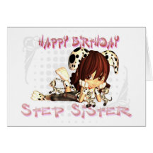 Step Sister birthday card Moonies cutie pie kitten