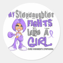 Stepdaughter Fights Like Girl H Lymphoma 42.9 Round Sticker