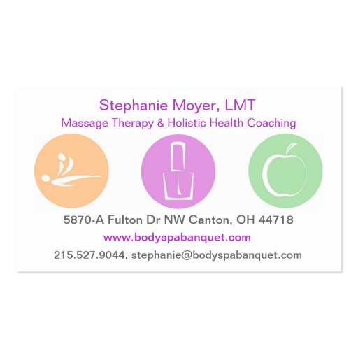 Stephanie's updated business card (back side)