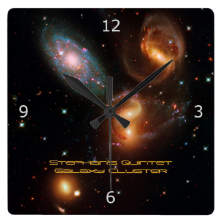 Stephans Quintet deep space star galaxy cluster Square Wallclocks