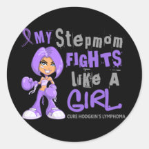Stepmom Fights Like Girl H Lymphoma 42.9 Round Stickers