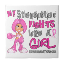 Stepsister Fights Like Girl Breast Cancer 42.9.png Ceramic Tiles