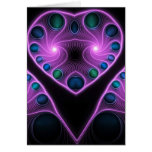 Stereo Love Heart Fractal Pink Greetings Cards