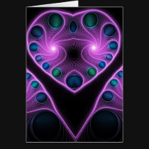 Stereo Love Heart Fractal Pink Greetings Cards cards