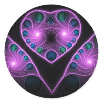 Stereo Love Heart Fractal Pink Stickers