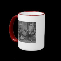 Stereoview Santa & American Flag ca 1901 mugs