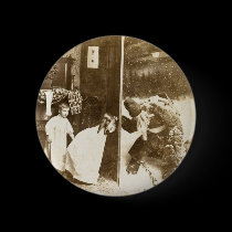 Stereoview - Santa?  circa 1899 buttons