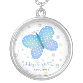 Sterling Silver Butterfly Birth Necklace necklace