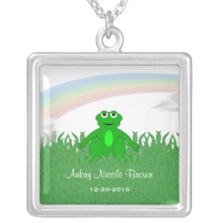 Sterling Silver Frog Birth Necklace necklace