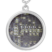 Sterling Silver Integrated Circuit Board Necklace