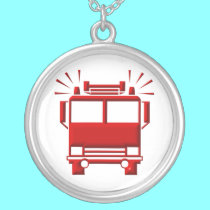 Sterling Silver Necklace: Firetruck Symbol by Artists4God Sterling Silver Necklace: Firetruck Symbol