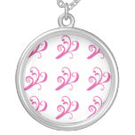 Sterling Silver Pendant - Pink Swirly Pattern