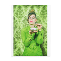 Stern lady post card